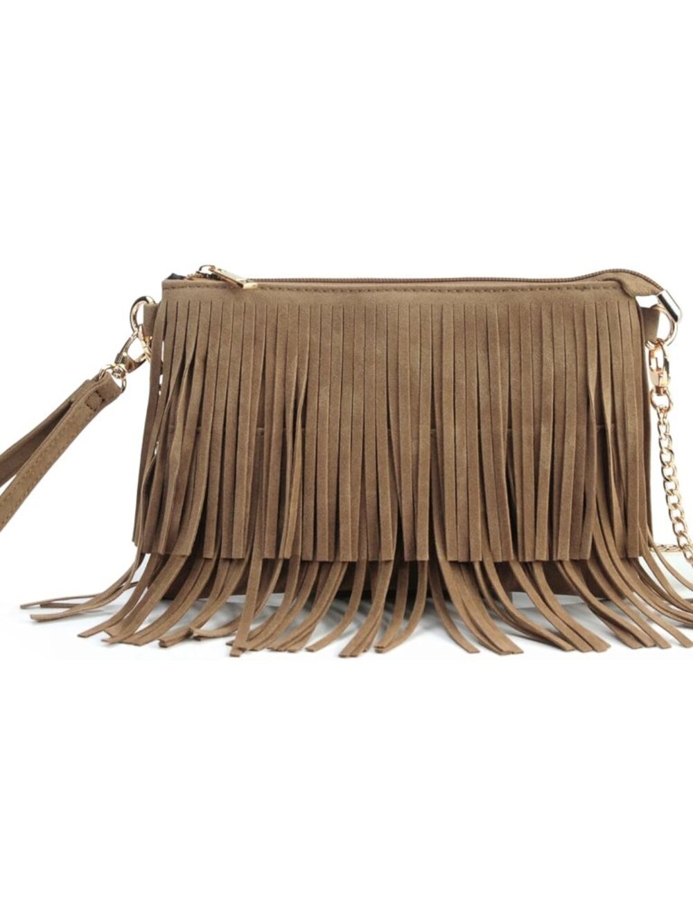 Fringe Cross Body Bag Womens Small Shoulder Bag Top Zip Wristlet